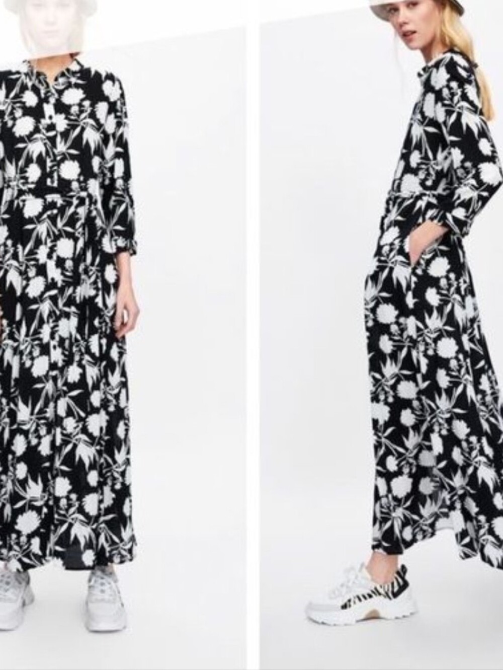 ZARA Floral Shirt Maxi Dress Size M